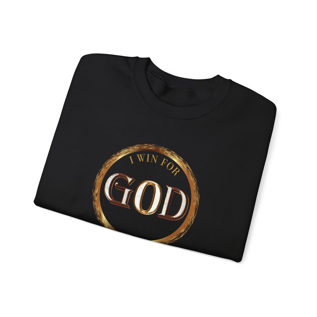 I Win For God Crewneck Sweatshirt — Christian Faith Inspirational Pullover