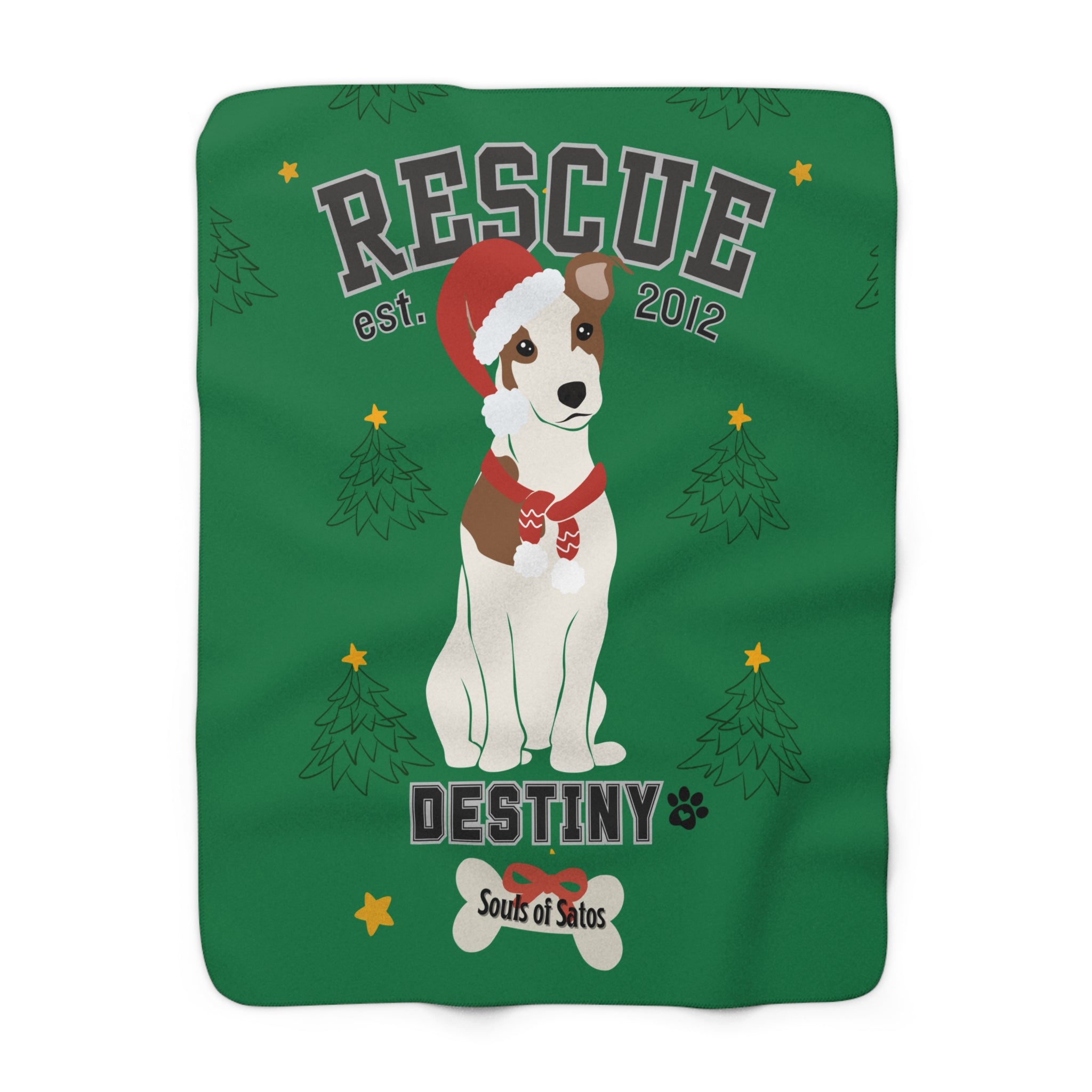 Personalized Cat or Dog "Rescue"Sherpa Blanket — Pet Lovers Holiday Throw, 50% of profits support Animal Rescues