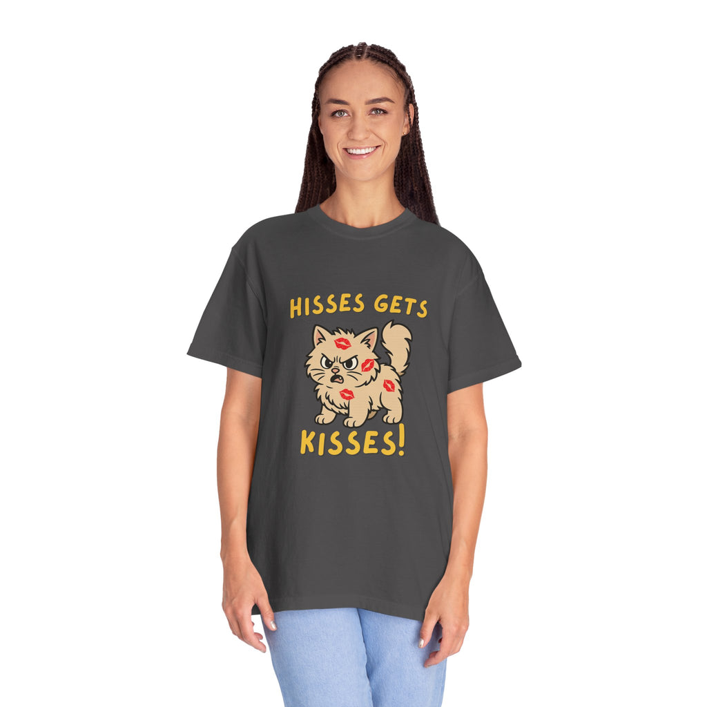 "Hisses Gets Kisses" Unisex Garment-Dyed T-Shirt,  Animal Lover Gift, Supporting Animal Rescues