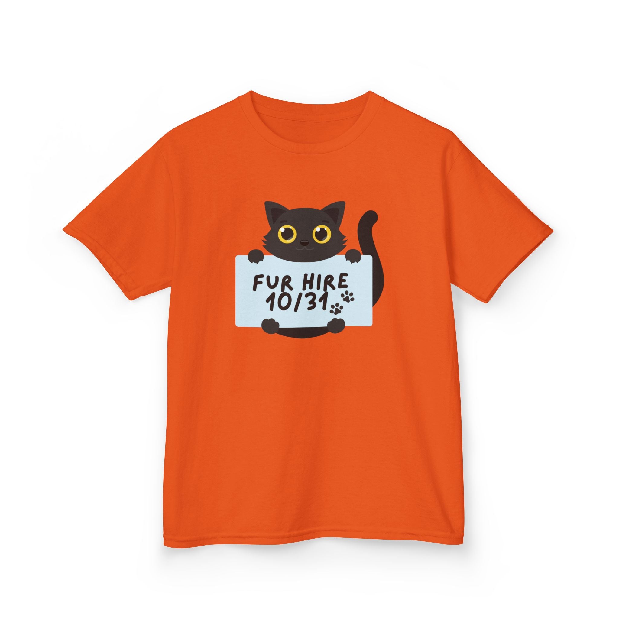 "Fur Hire" Adorable Personalized Halloween Cat Tee for Kids