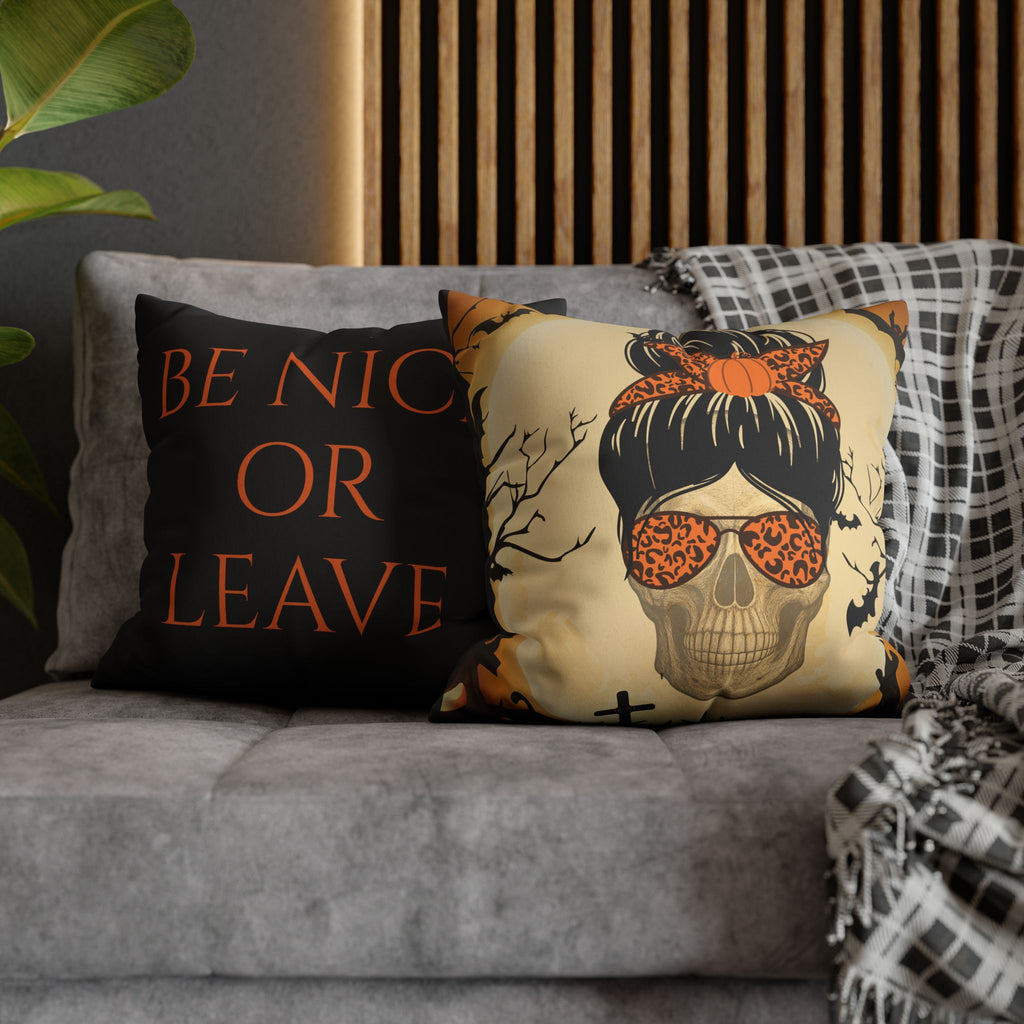 "Mumster" Halloween Skull Pillowcase, Faux Suede Decorative Cushion Cover, Personalized