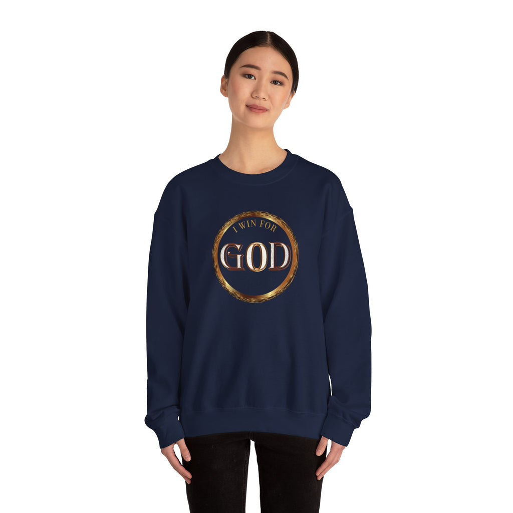 I Win For God Crewneck Sweatshirt — Christian Faith Inspirational Pullover