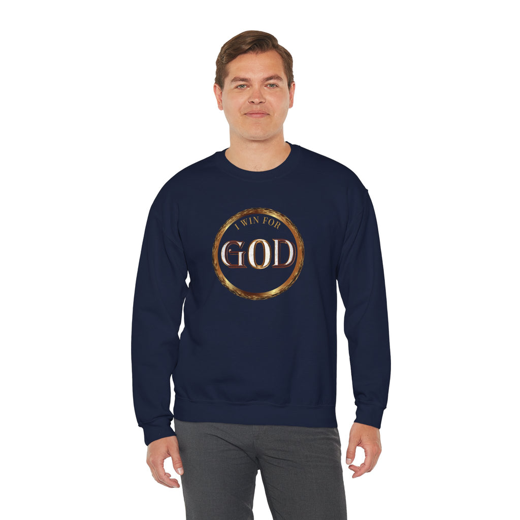 I Win For God Crewneck Sweatshirt — Christian Faith Inspirational Pullover