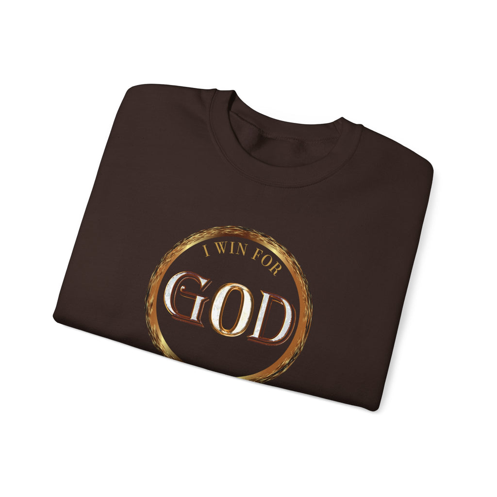 I Win For God Crewneck Sweatshirt — Christian Faith Inspirational Pullover