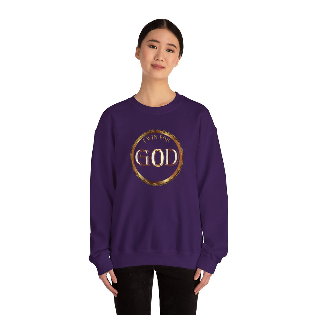 I Win For God Crewneck Sweatshirt — Christian Faith Inspirational Pullover