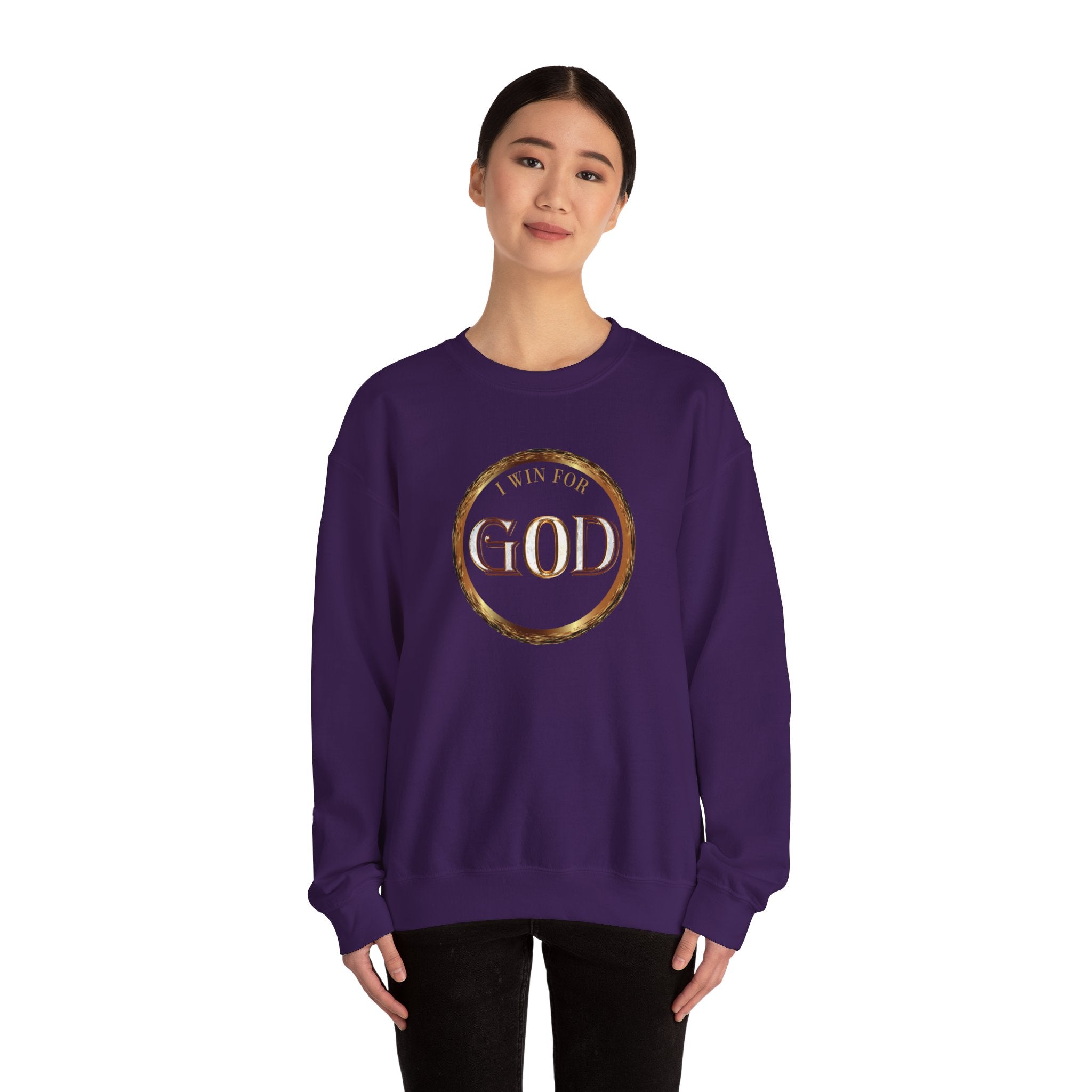 I Win For God Crewneck Sweatshirt — Christian Faith Inspirational Pullover