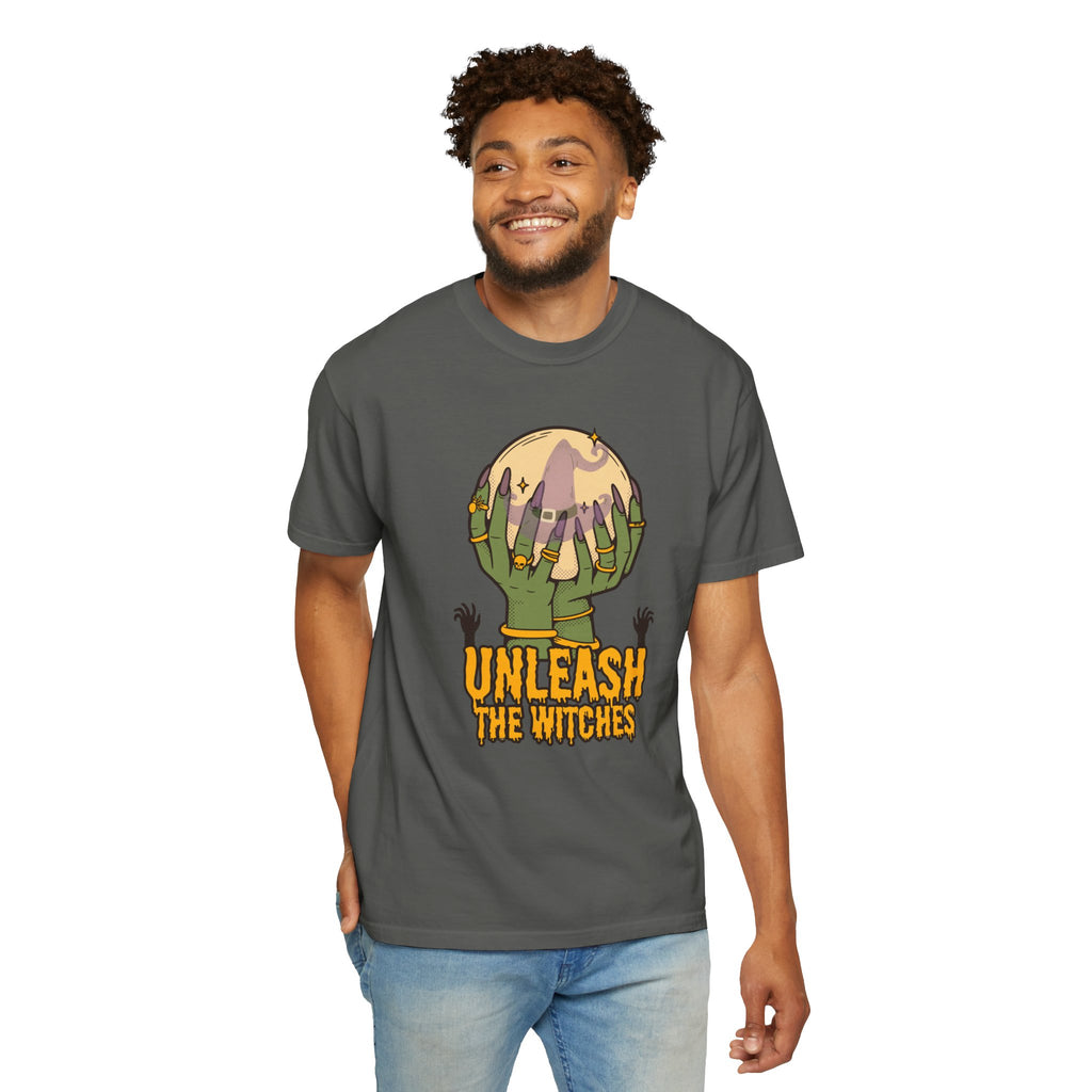 "Unleash the Witches" Unisex Halloween Tee, Witchy Stuff, Spooky Cool