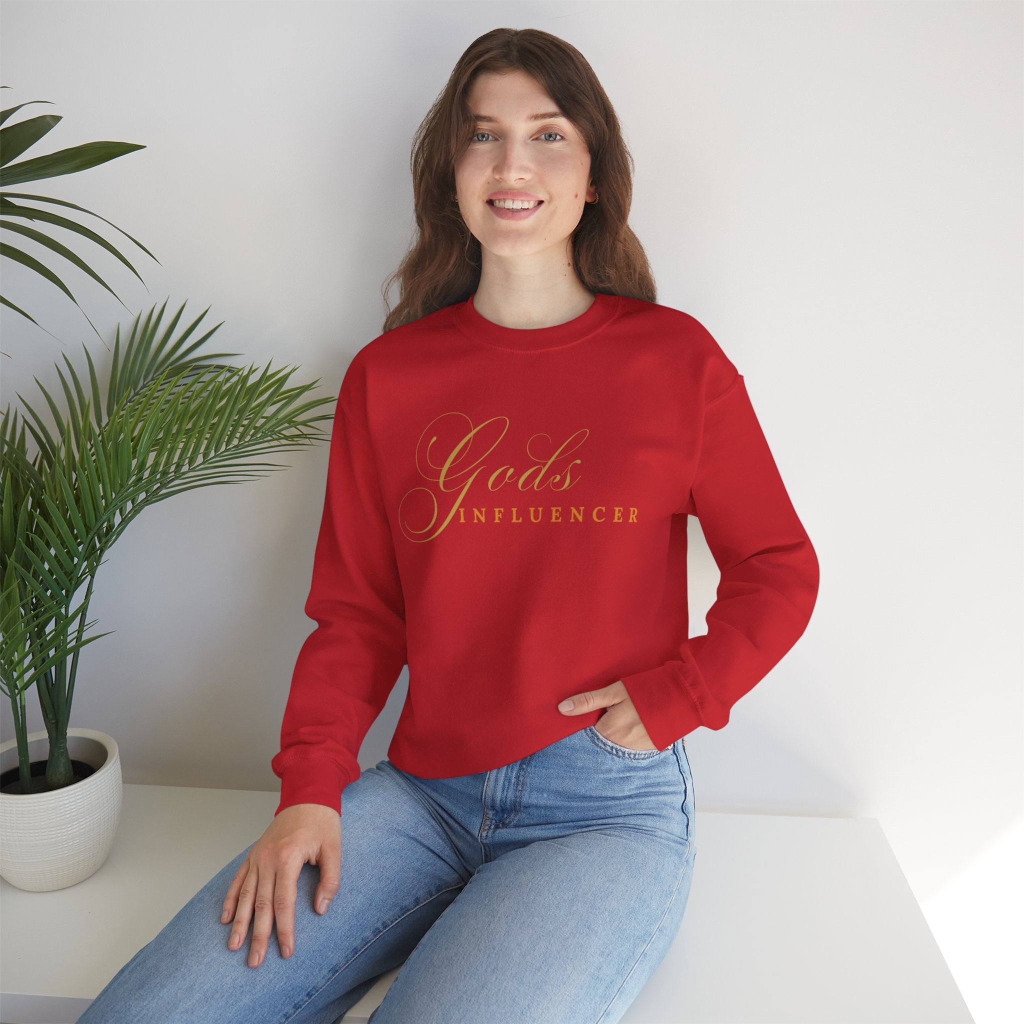 "God's Influencer" Script Christian Crewneck, Spiritual Christmas Feel, Faith