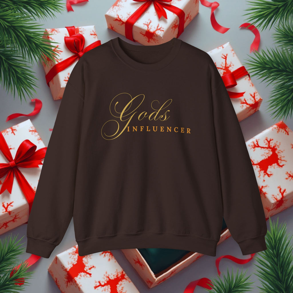 "God's Influencer" Script Christian Crewneck, Spiritual Christmas Feel, Faith