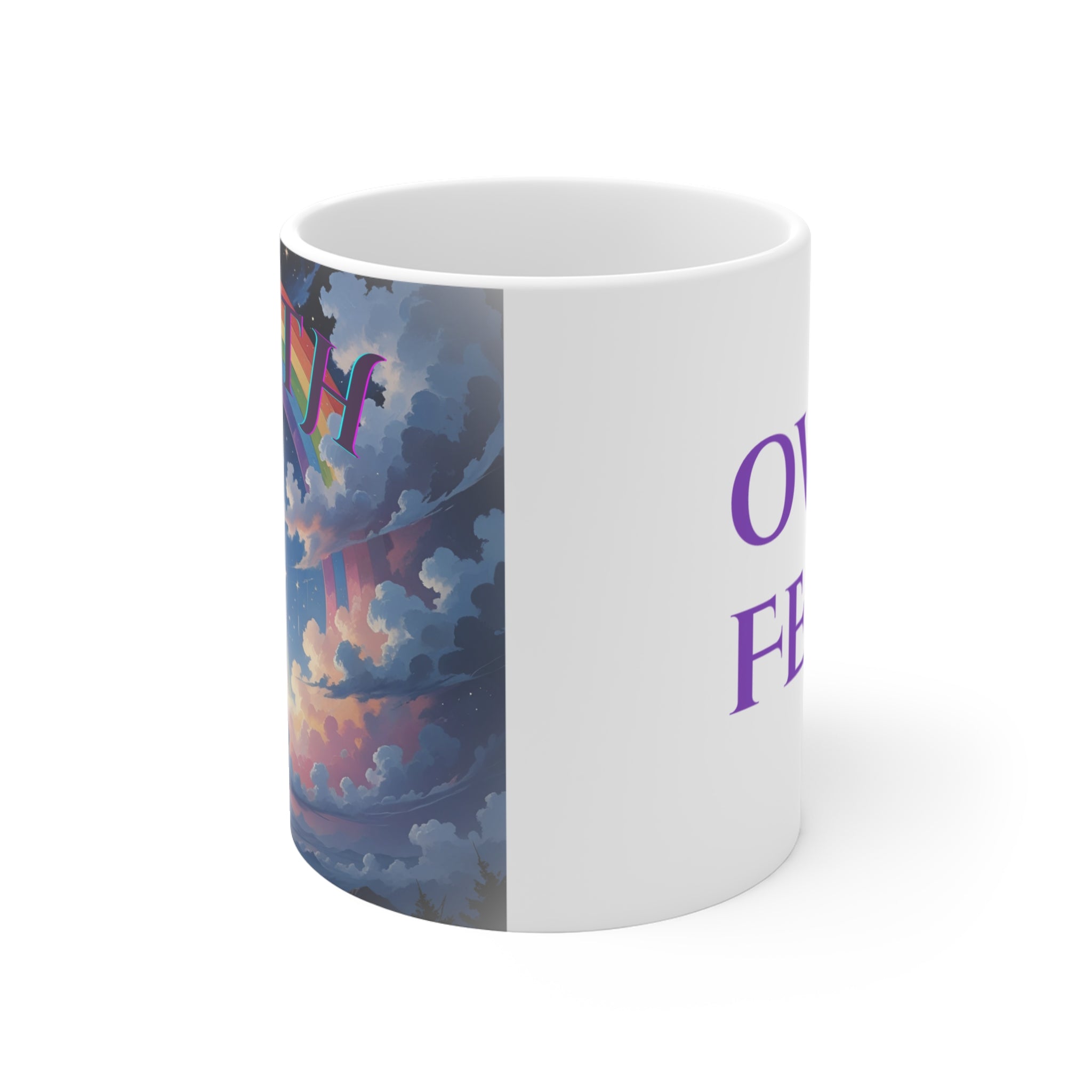 Faith Over Fear Ceramic Mug — 11oz Spiritual Coffee Cup (50% Profits to Mental Health)
