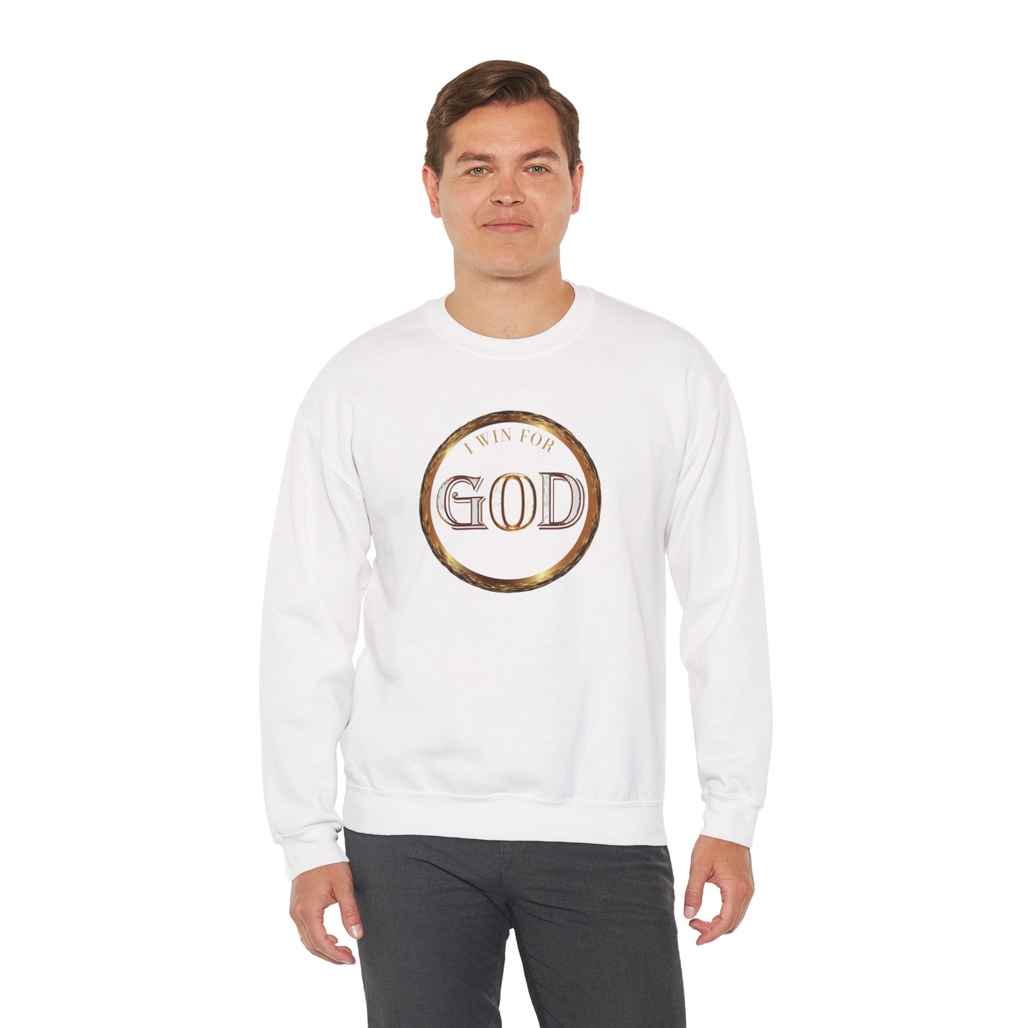 I Win For God Crewneck Sweatshirt — Christian Faith Inspirational Pullover
