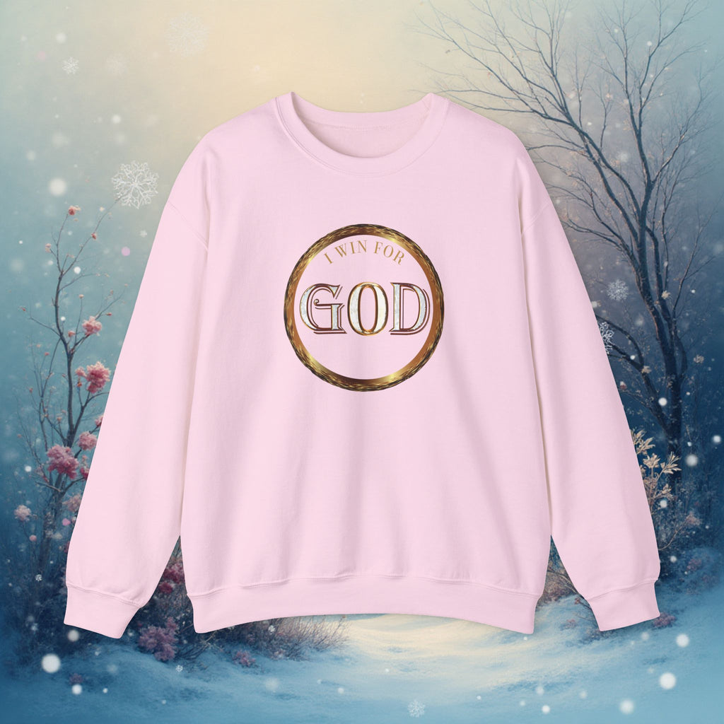 I Win For God Crewneck Sweatshirt — Christian Faith Inspirational Pullover