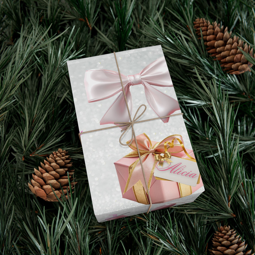Personalized Christmas Gift Wrap Paper — Pretty Holiday Wrapping Sheets, 3 sizes, Satin Finish