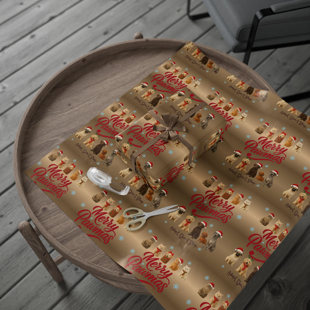 Merry Pawmas Dog Christmas Wrapping Paper- Supporting Animal Rescues, Adopt don't Shop