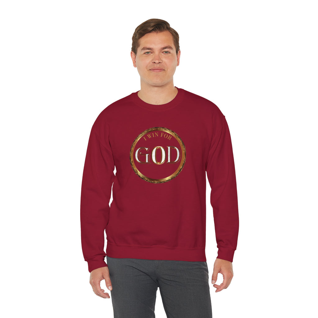 I Win For God Crewneck Sweatshirt — Christian Faith Inspirational Pullover