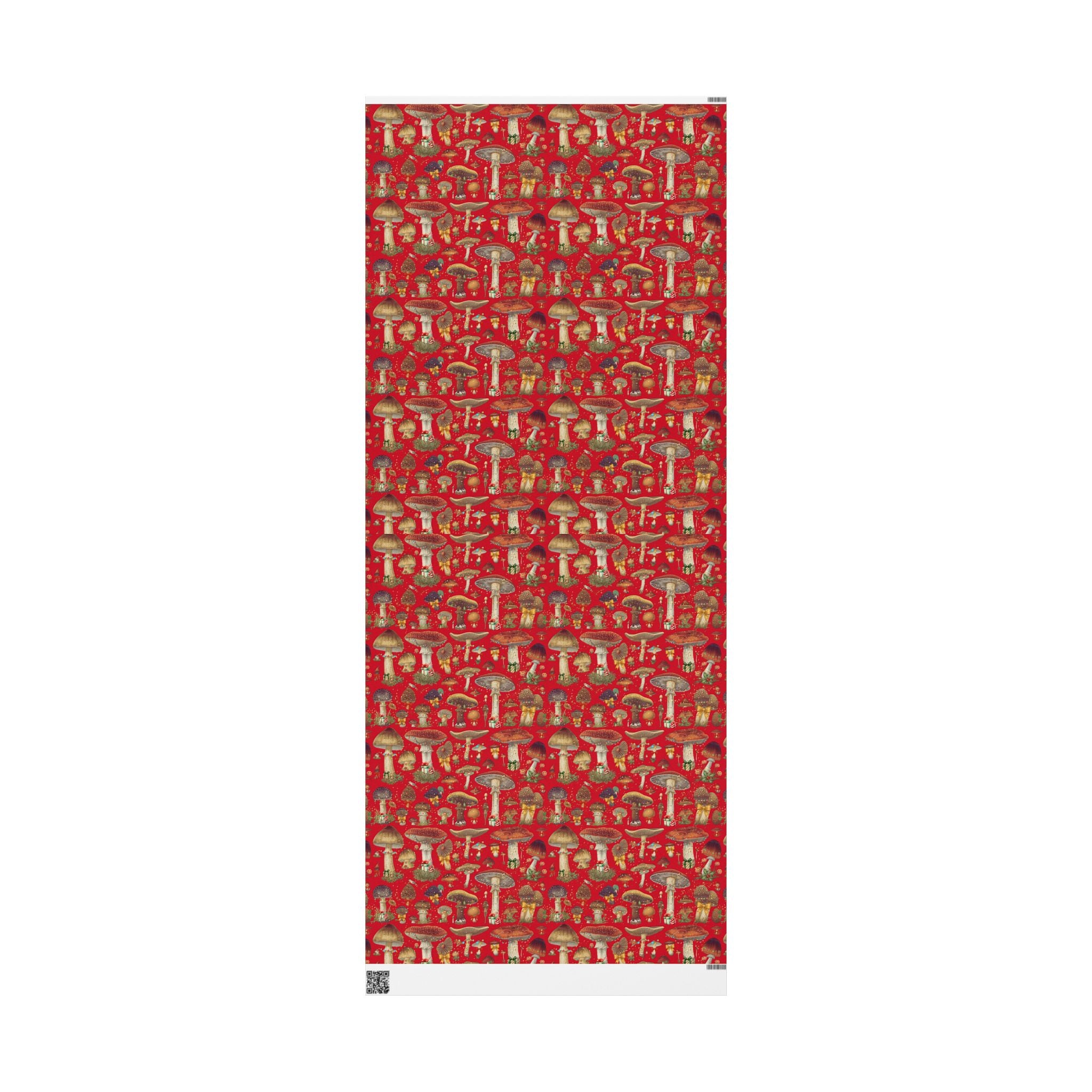 Christmas Magic Mushroom Wrapping Paper Roll — Red Holiday Gift Wrap, Unique gift wrapping