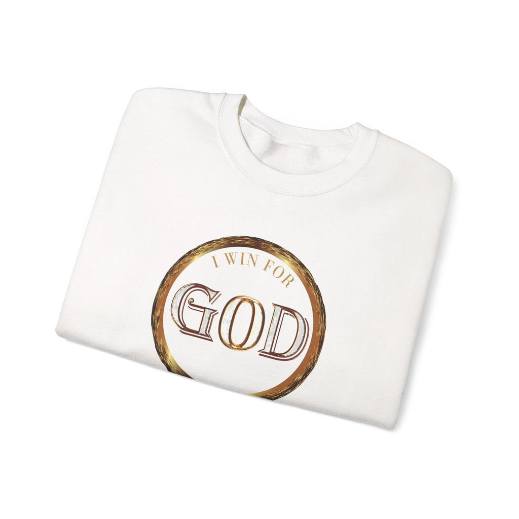 I Win For God Crewneck Sweatshirt — Christian Faith Inspirational Pullover