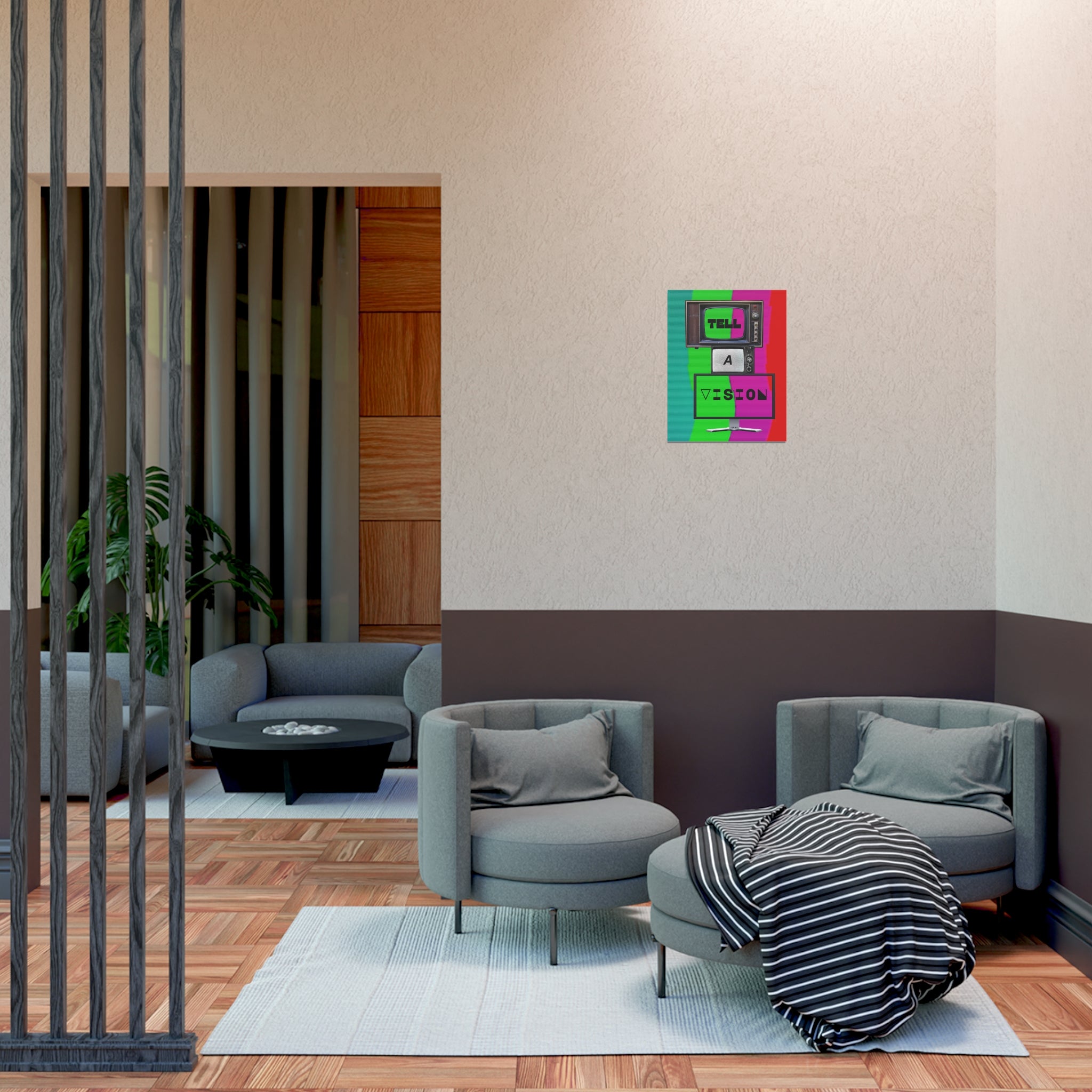 "Tell-A-Vision" Vibrant Wall Art Poster - Retro TV Design, Thought-Full Home Decor