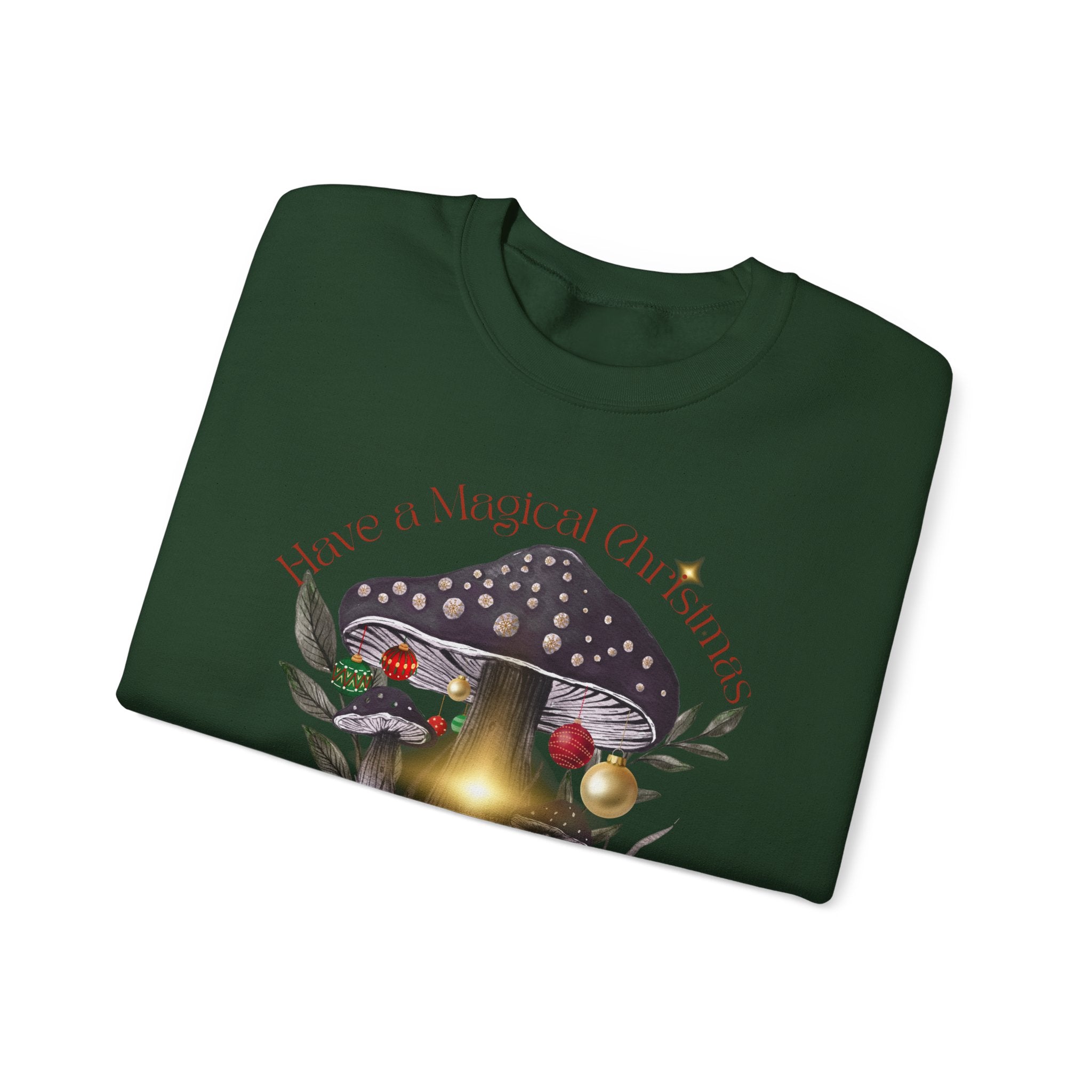 Magic Mushroom Holiday Sweatshirt — "There's a Light in the Center" Cozy, Magic Vintage Mushroom Christmas