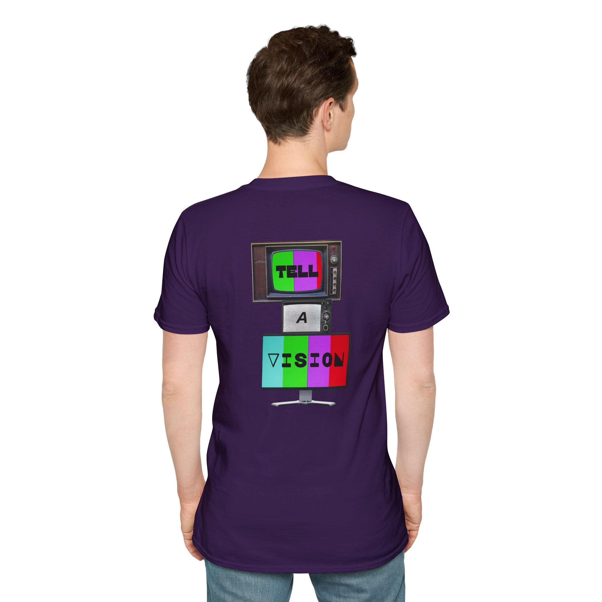 "Tell-A-Vision" Personalized Message, Unisex Softstyle T-Shirt, Gildan, 5 colors