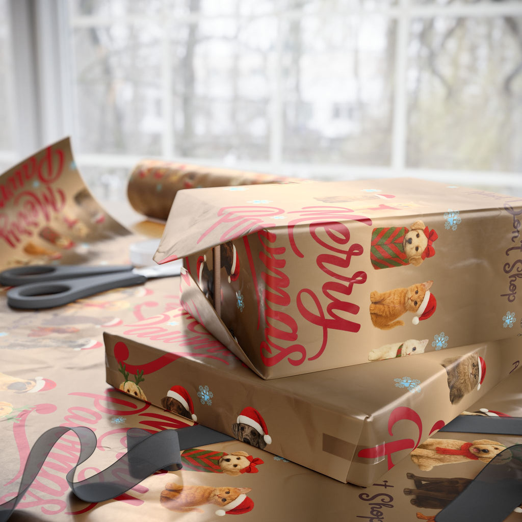 Merry Pawmas Dog Christmas Wrapping Paper- Supporting Animal Rescues, Adopt don't Shop