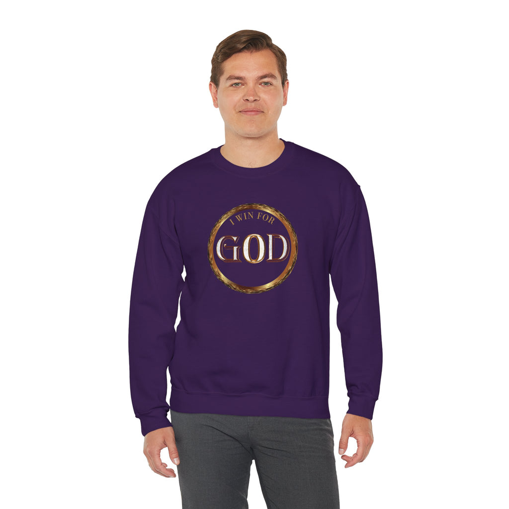 I Win For God Crewneck Sweatshirt — Christian Faith Inspirational Pullover