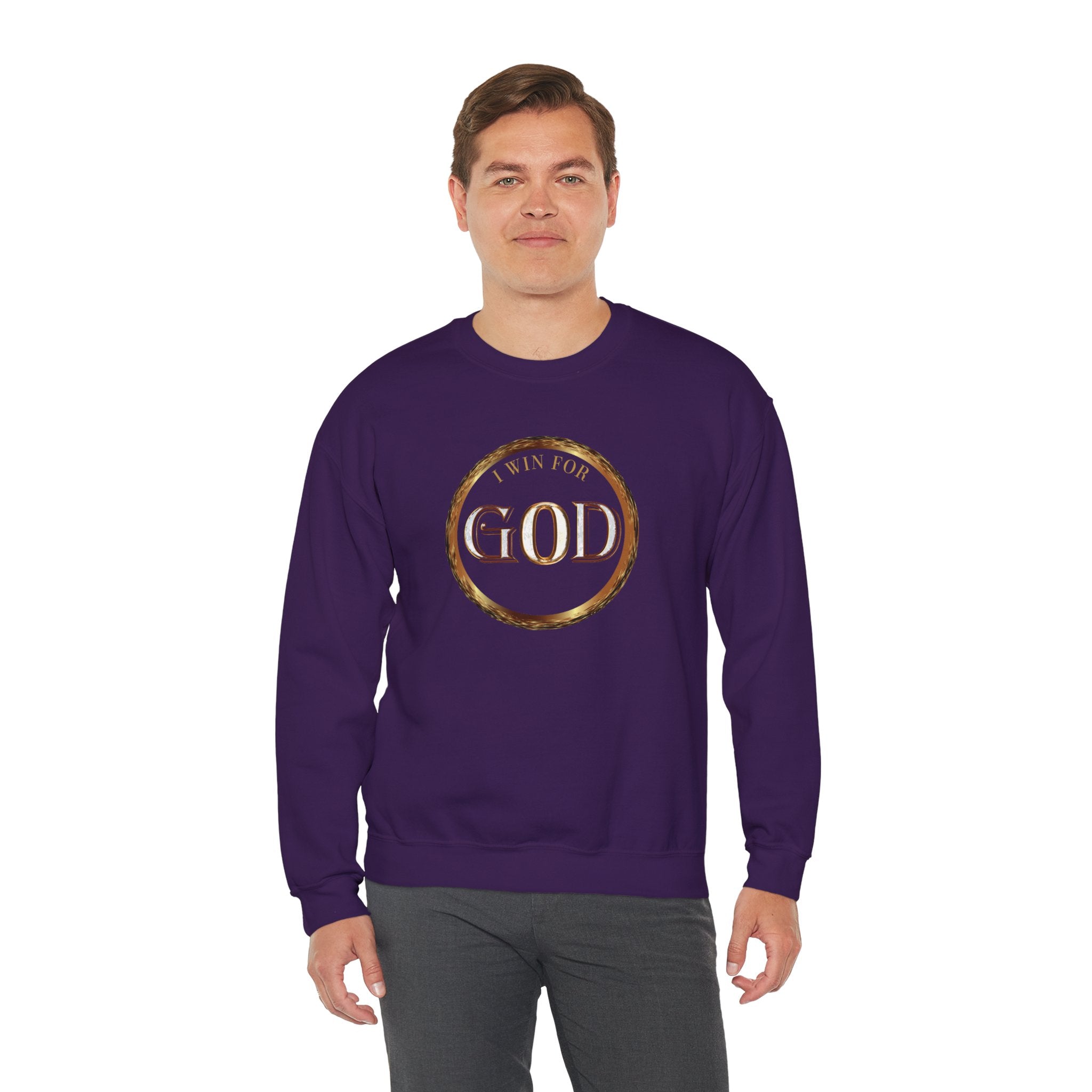 I Win For God Crewneck Sweatshirt — Christian Faith Inspirational Pullover