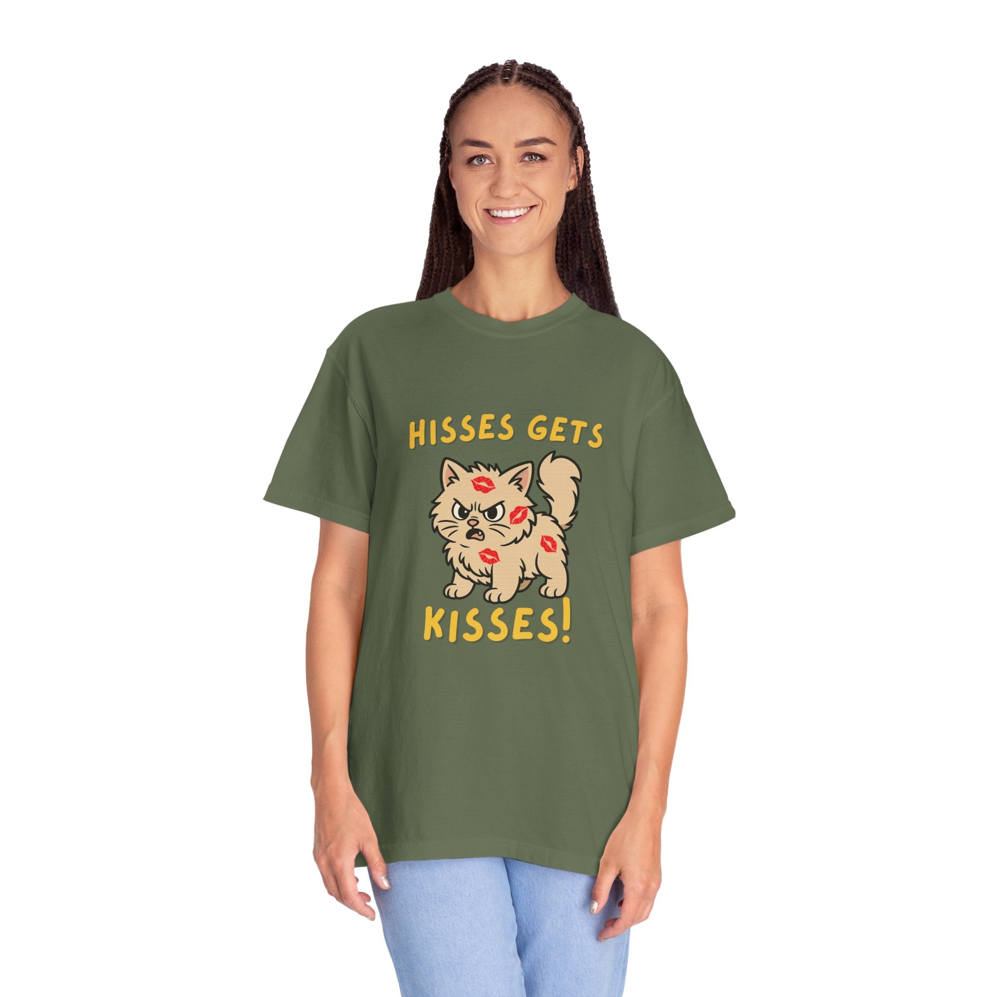 "Hisses Gets Kisses" Unisex Garment-Dyed T-Shirt,  Animal Lover Gift, Supporting Animal Rescues