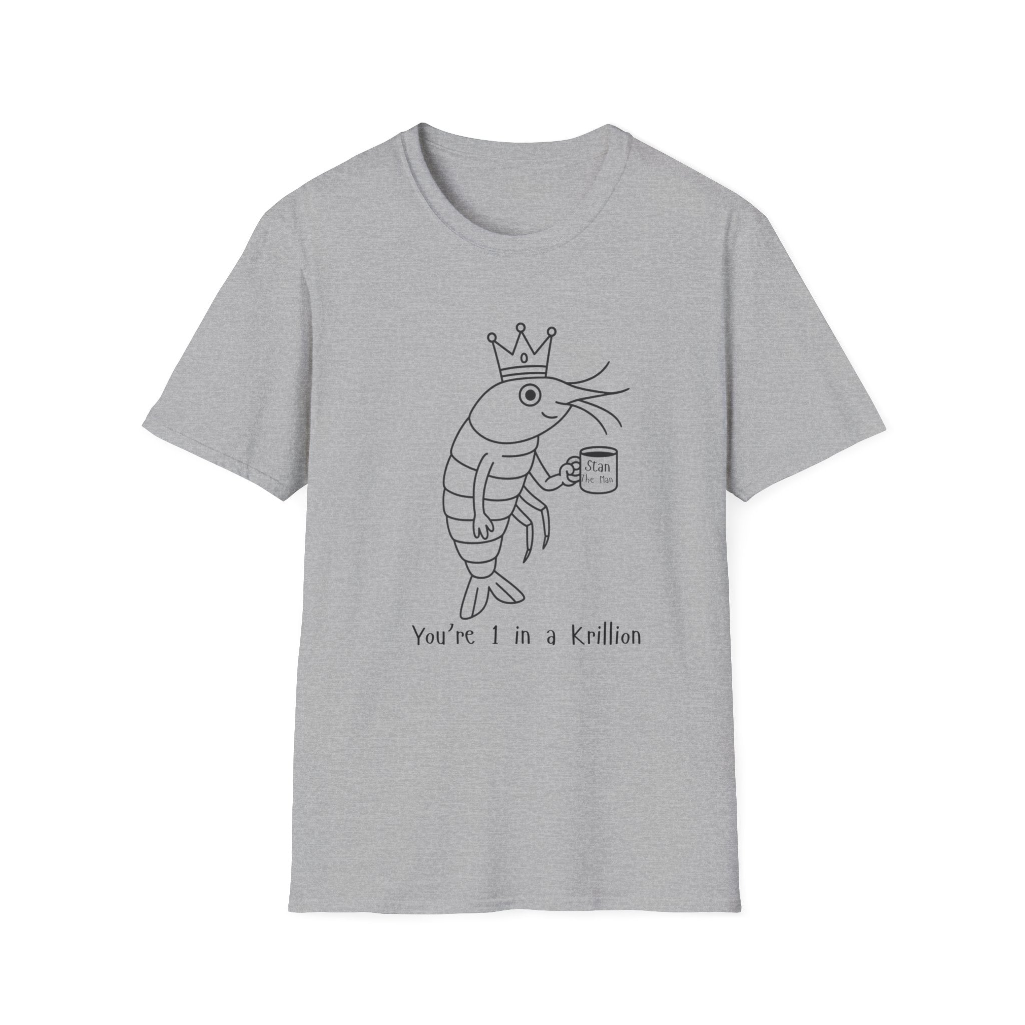 Funny Shrimp King T-Shirt, Unisex Softstyle Tee, Seafood Lover Gift, Quirky Beachwear, Humorous Summer Apparel