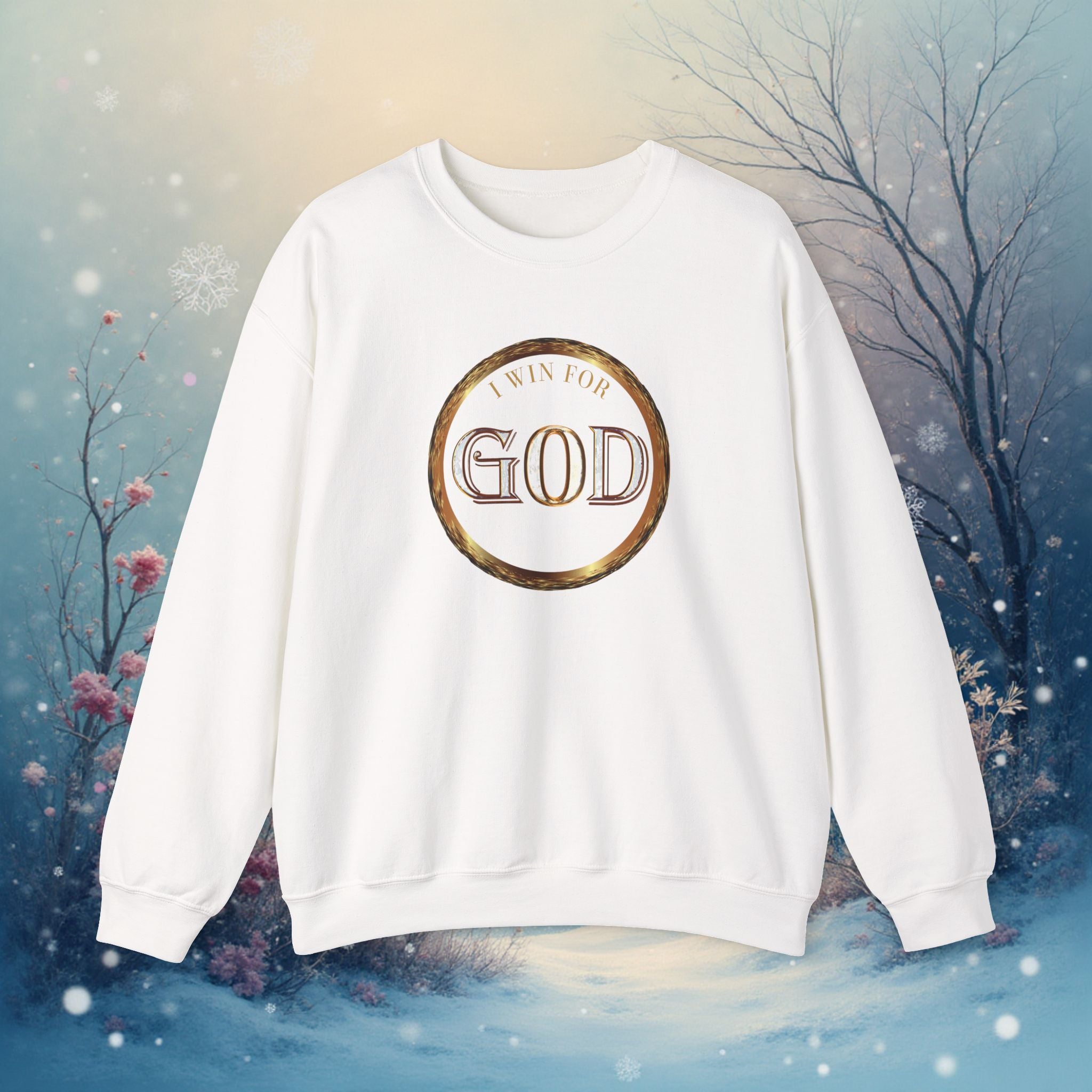 I Win For God Crewneck Sweatshirt — Christian Faith Inspirational Pullover