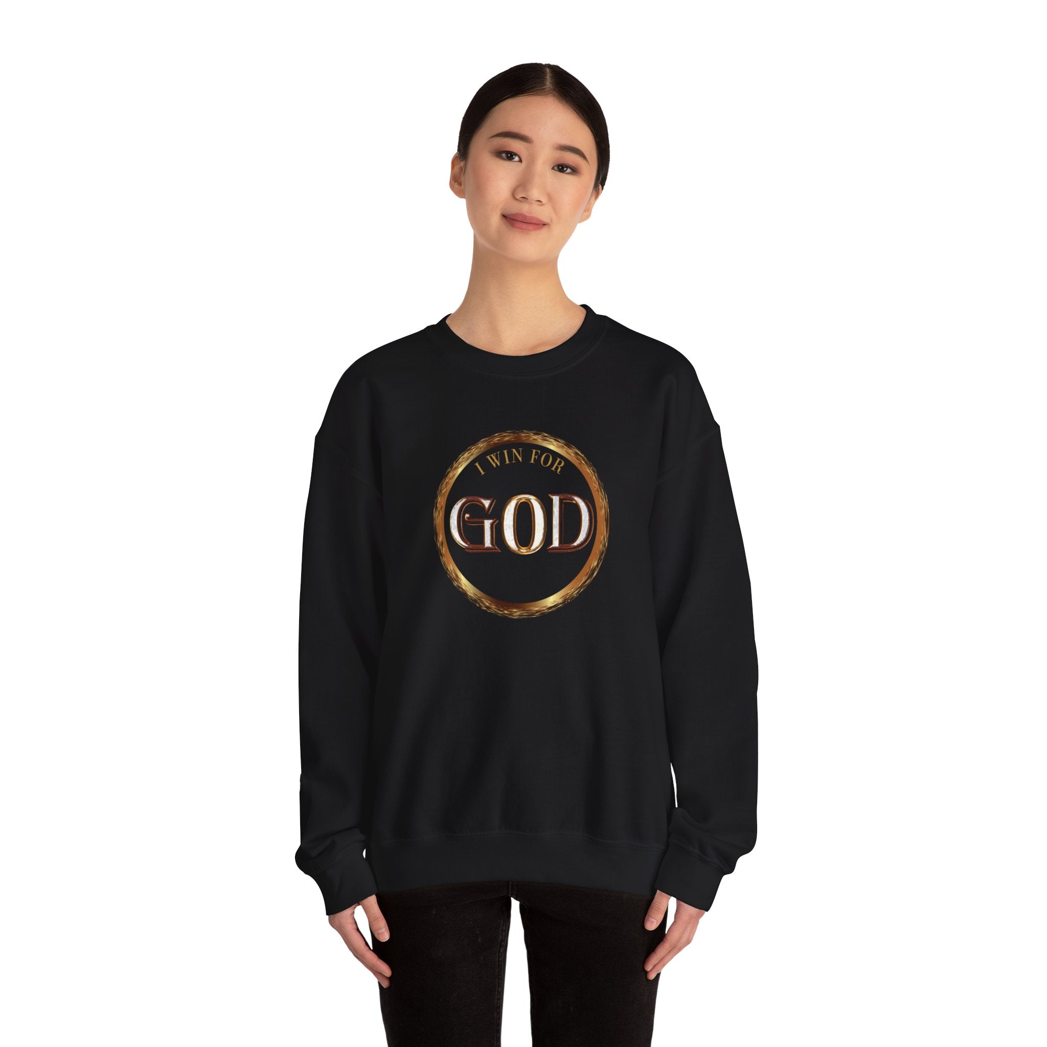 I Win For God Crewneck Sweatshirt — Christian Faith Inspirational Pullover