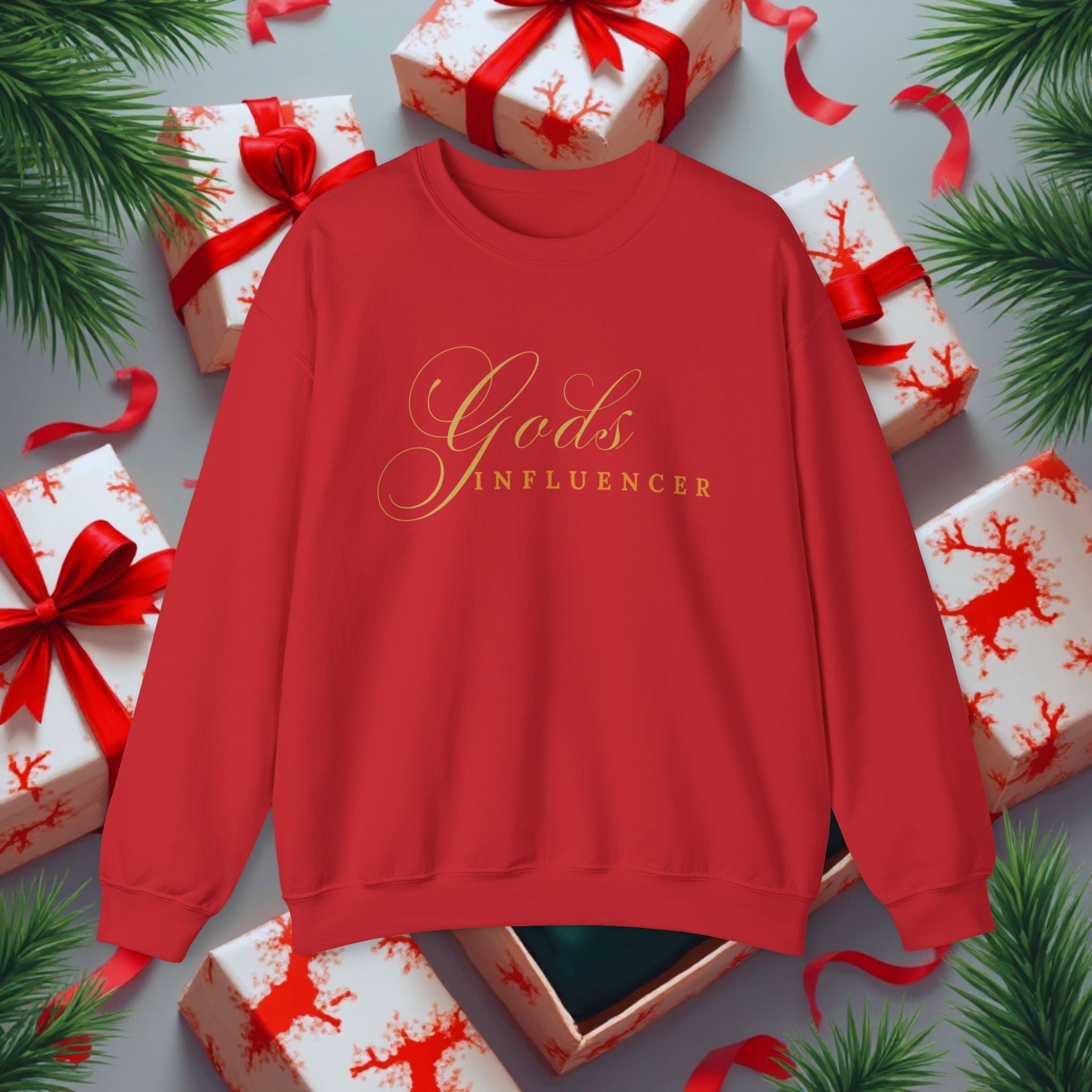"God's Influencer" Script Christian Crewneck, Spiritual Christmas Feel, Faith