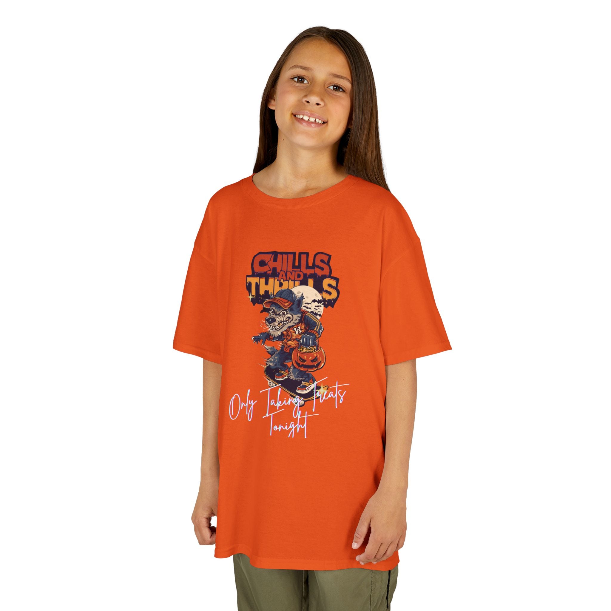 "Only Taking Treats Tonight" Kids Halloween Skateboard Tee, Chills and Thrills  6 colors