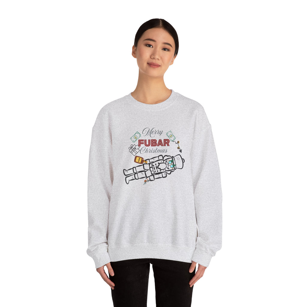 Nutty Nutcracker "Fubar" Christmas Crewneck Sweatshirt — Festive Holiday Sweater, Funny, Gift for Her or Him