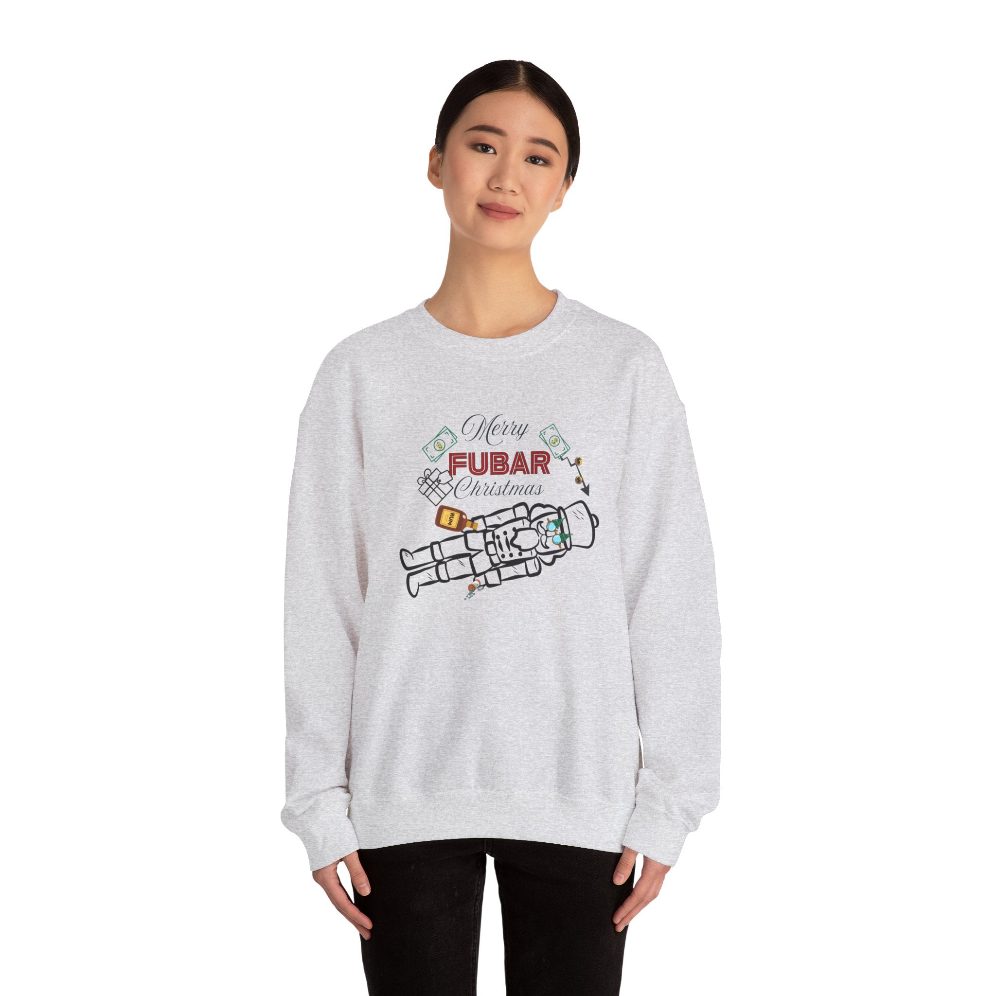 Nutty Nutcracker "Fubar" Christmas Crewneck Sweatshirt — Festive Holiday Sweater, Funny, Gift for Her or Him