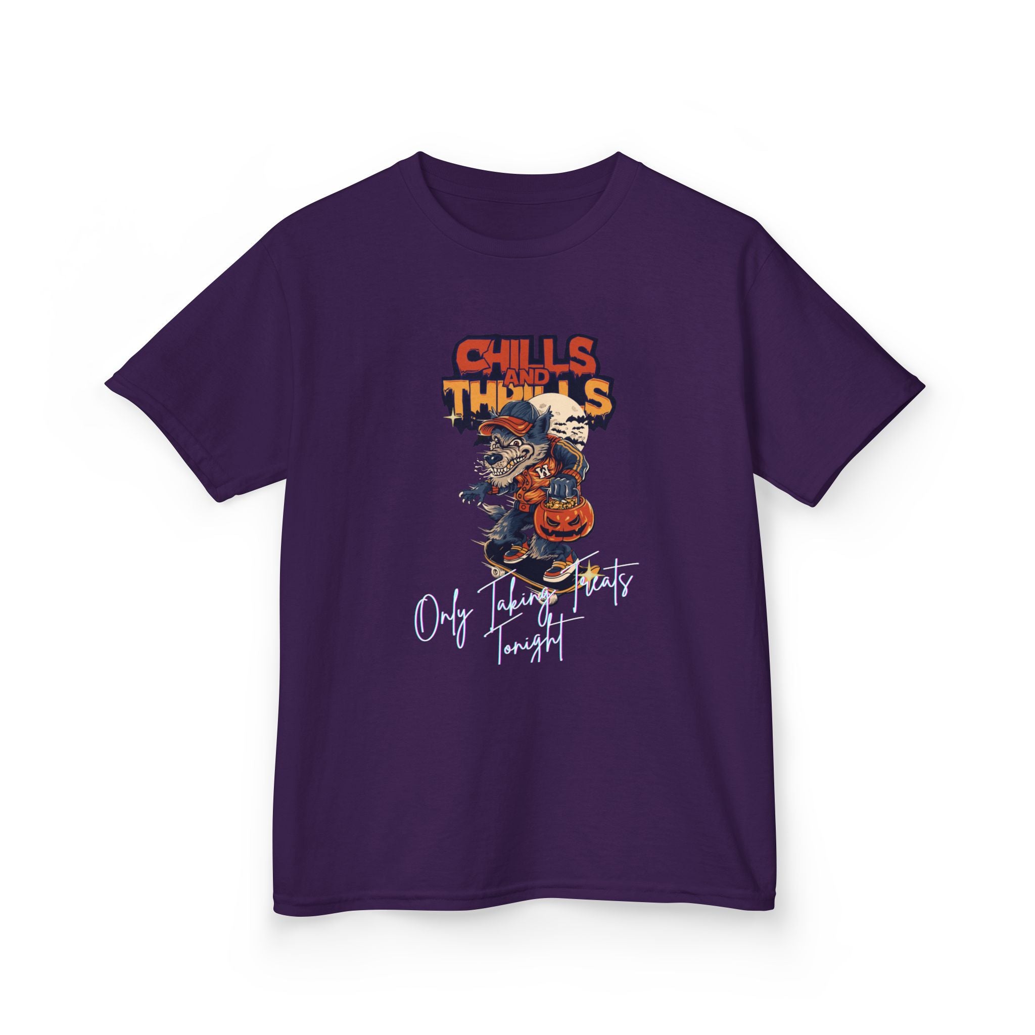 "Only Taking Treats Tonight" Kids Halloween Skateboard Tee, Chills and Thrills  6 colors