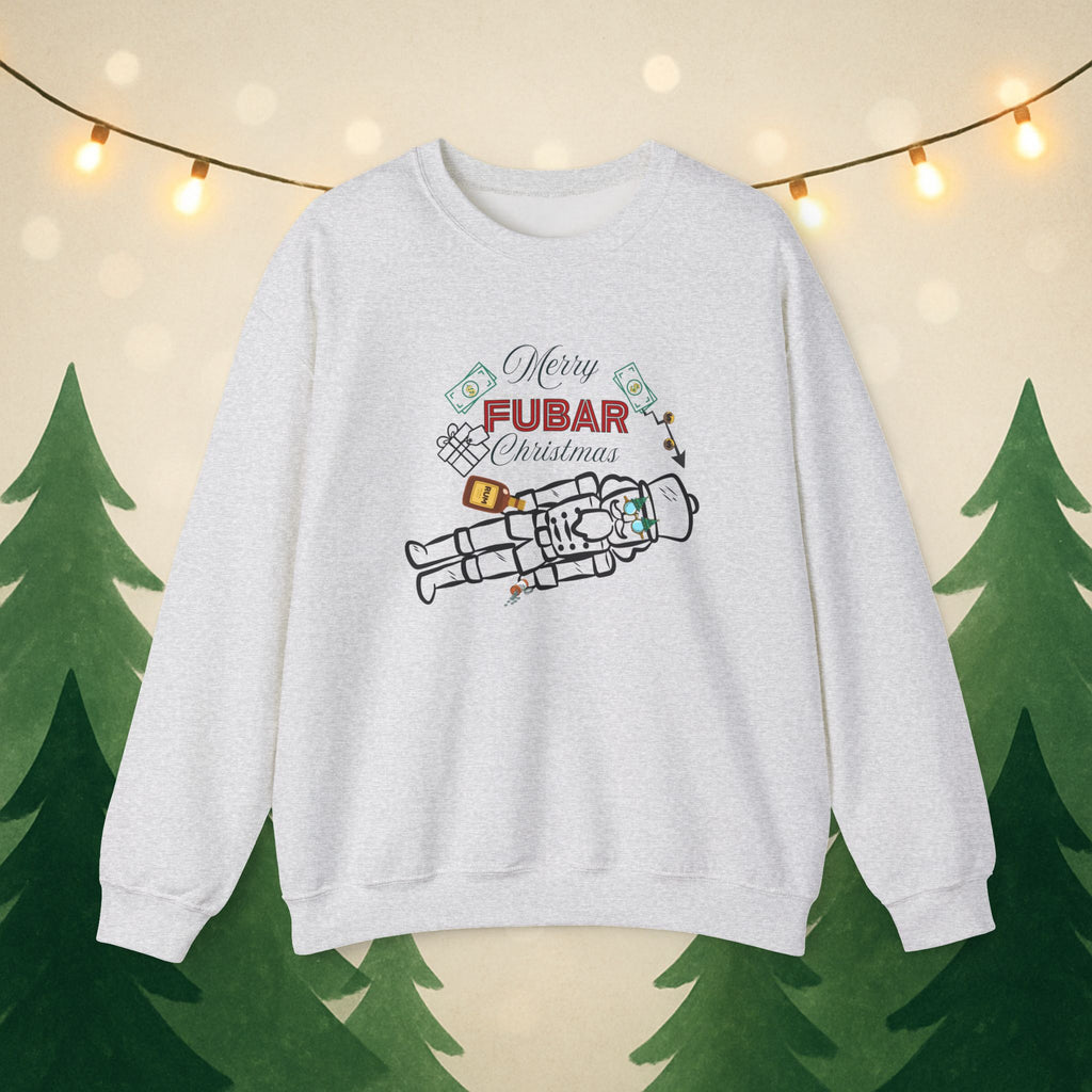 Nutty Nutcracker "Fubar" Christmas Crewneck Sweatshirt — Festive Holiday Sweater, Funny, Gift for Her or Him