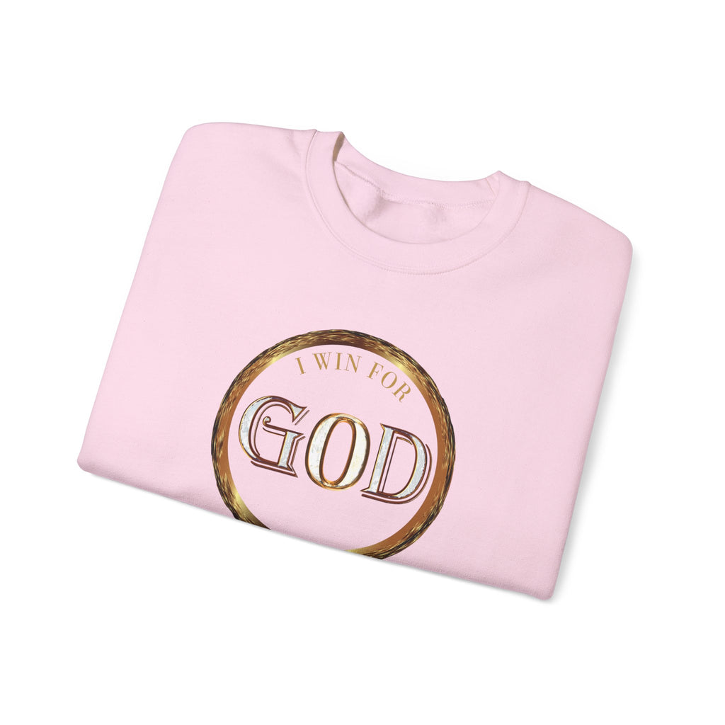 I Win For God Crewneck Sweatshirt — Christian Faith Inspirational Pullover