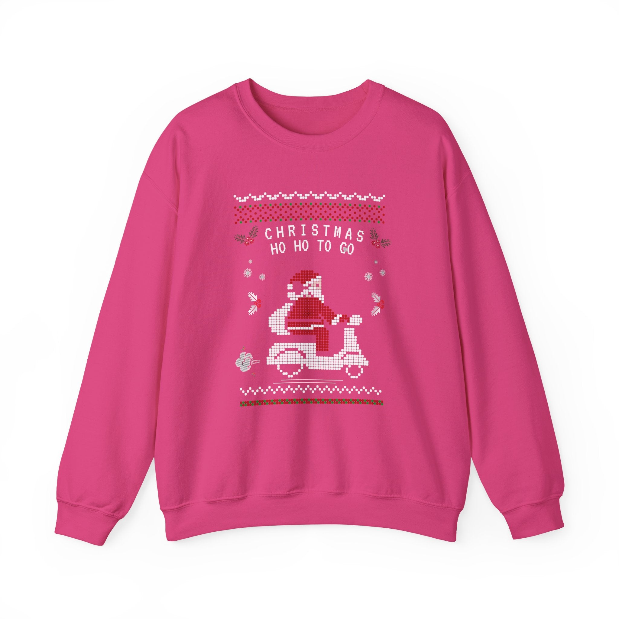 Christmas Ho Ho To Go Sweatshirt — Santa Scooter Holiday Crewneck, holiday ugly christmas sweatshirt, unisex, heavy blend