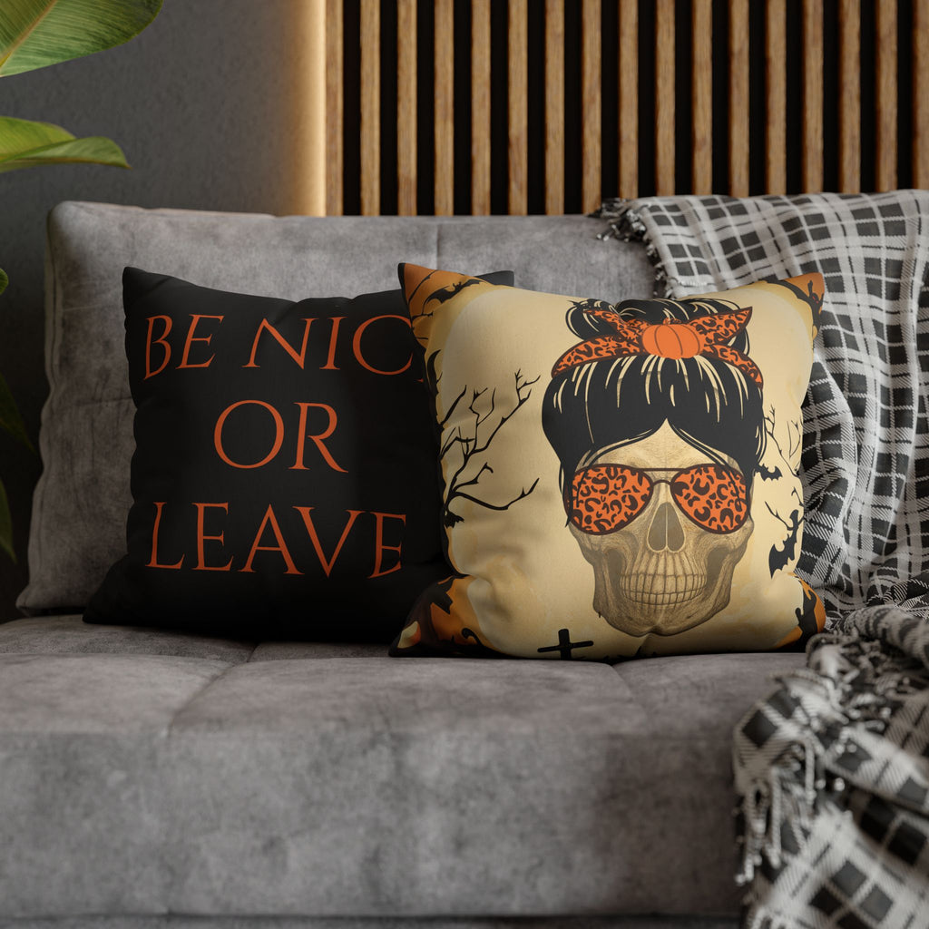 "Mumster" Halloween Skull Pillowcase, Faux Suede Decorative Cushion Cover, Personalized
