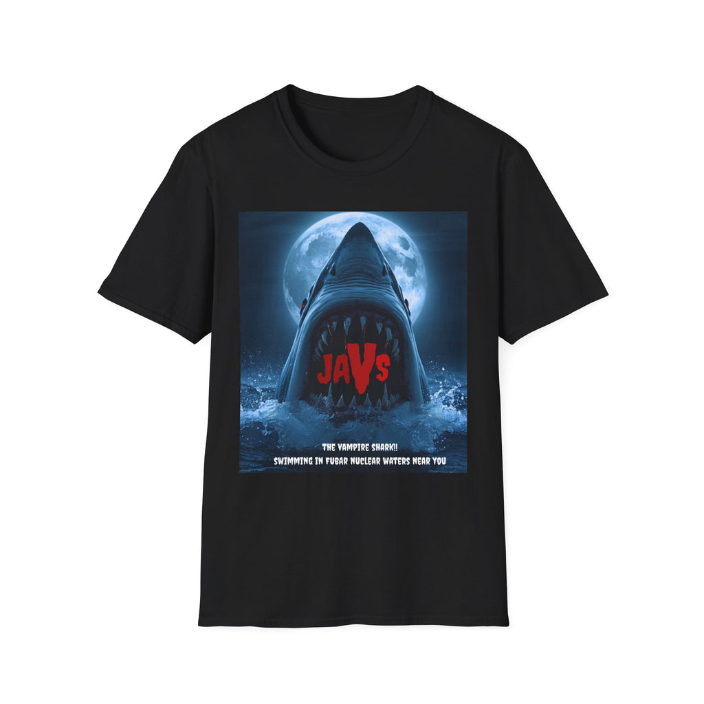 "Javs the Fubar Vampire"  Inspired Unisex Softstyle T-Shirt | Shark Fan Tee, Movie Night Shirt, Gift for Horror Lovers, Summer Casual Wear, Ocean Themed Apparel