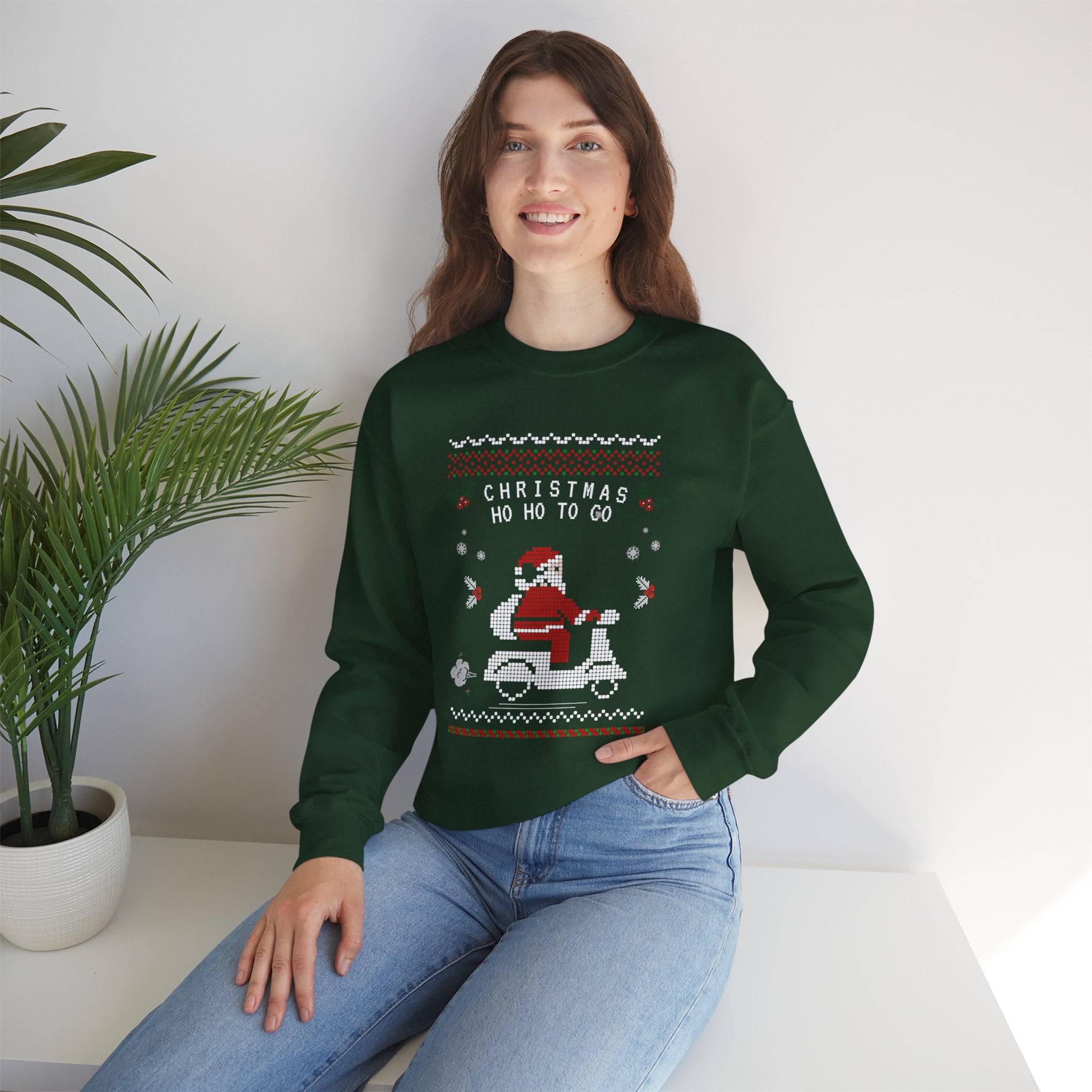 Christmas Ho Ho To Go Sweatshirt — Santa Scooter Holiday Crewneck