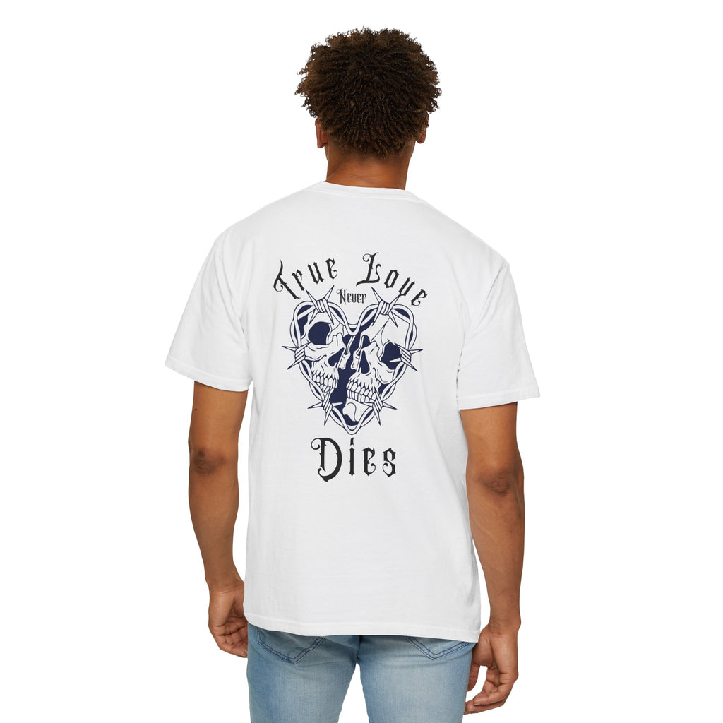 " True Love Never Dies" Halloween Personalized Skull Graphic Tee, Fun Gift for Him or Her