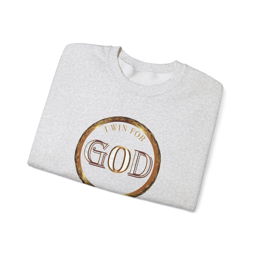 I Win For God Crewneck Sweatshirt — Christian Faith Inspirational Pullover