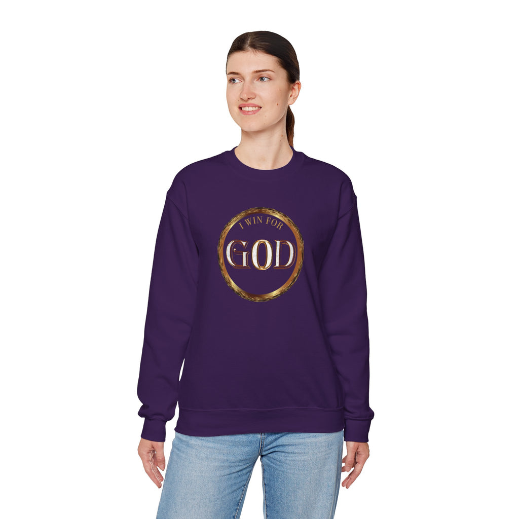 I Win For God Crewneck Sweatshirt — Christian Faith Inspirational Pullover