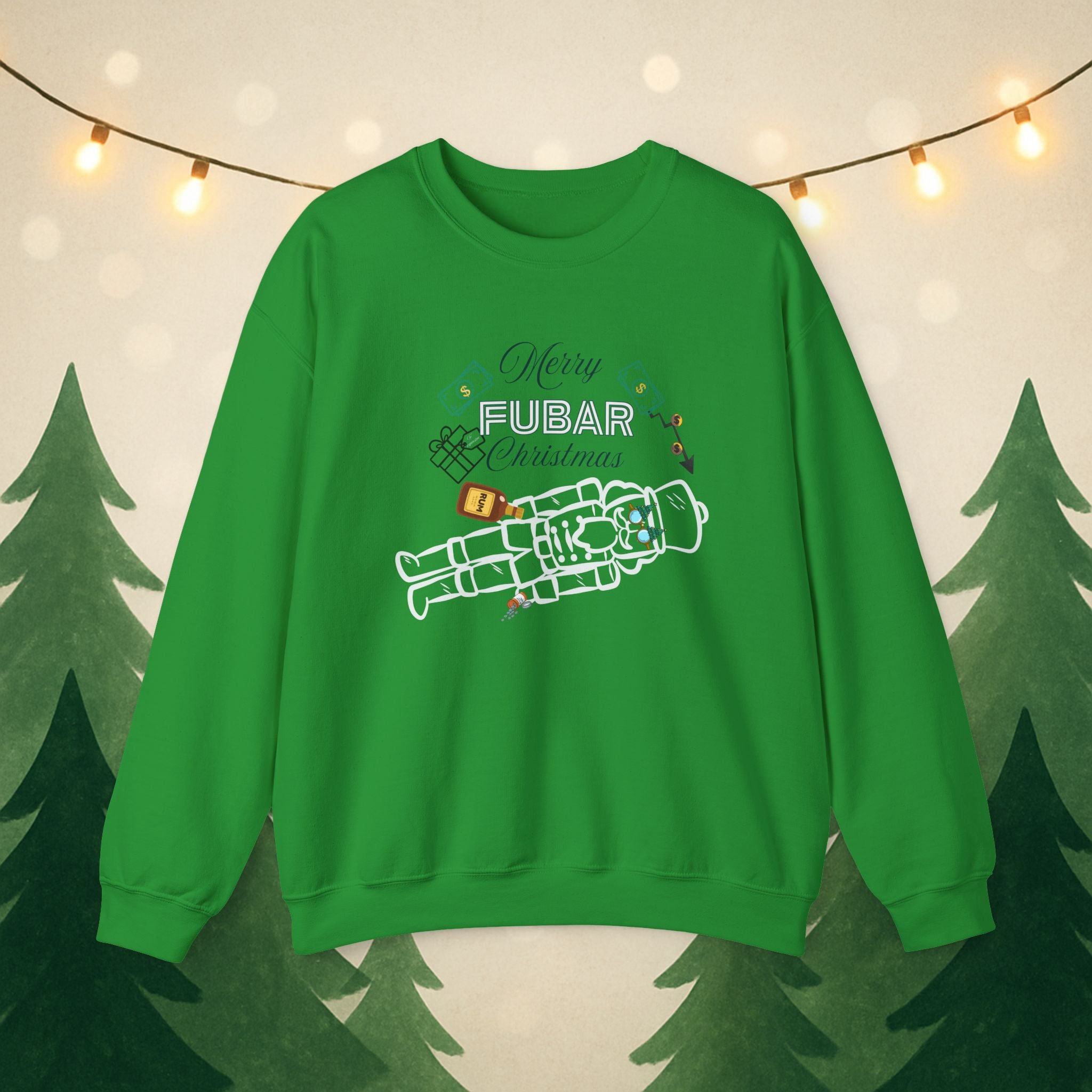 Nutty Nutcracker "Fubar" Christmas Crewneck Sweatshirt — Festive Holiday Sweater, Funny, Gift for Her or Him