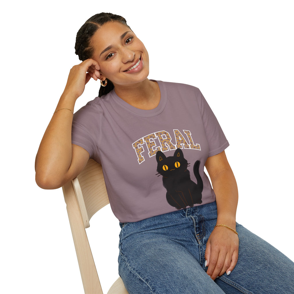 "Feral" Cat T-Shirt, Cute Cat Lover Gift, Fun Graphic Tee, Animal Lover Apparel, Cat Rescue Support