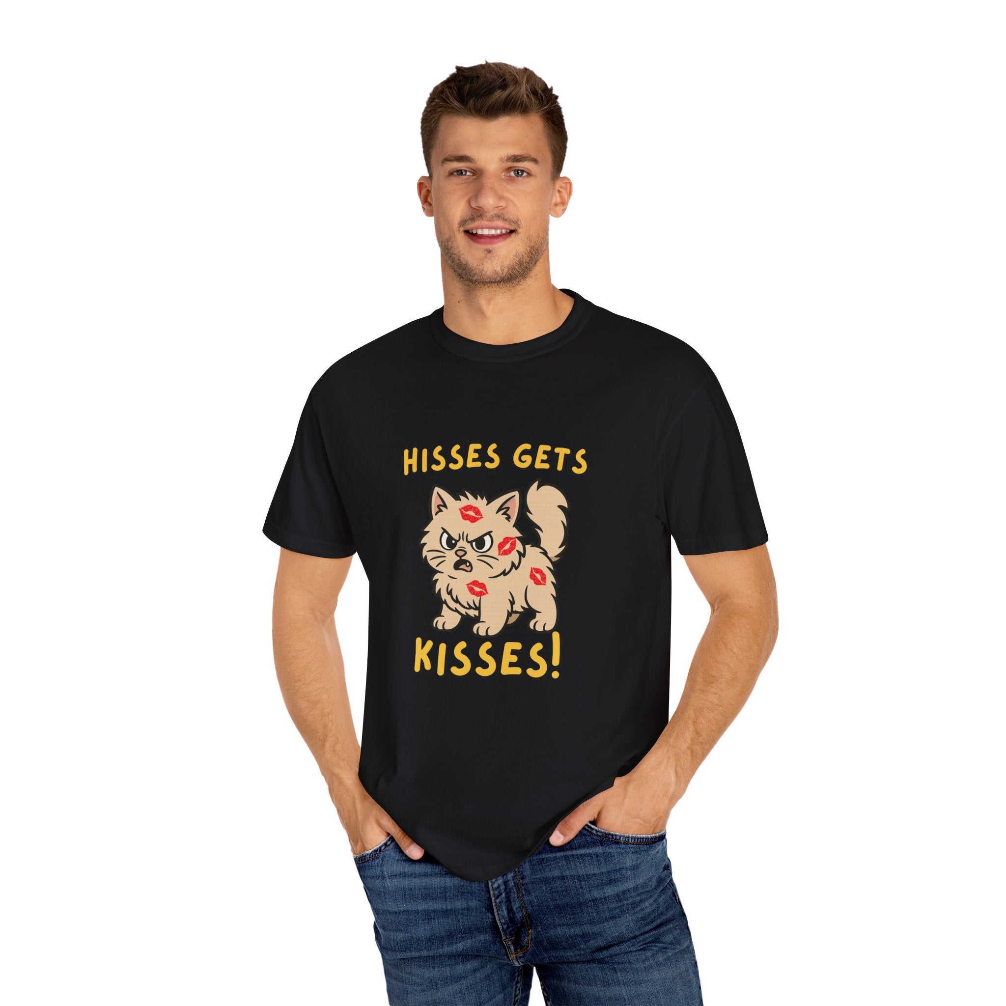 "Hisses Gets Kisses" Unisex Garment-Dyed T-Shirt,  Animal Lover Gift, Supporting Animal Rescues